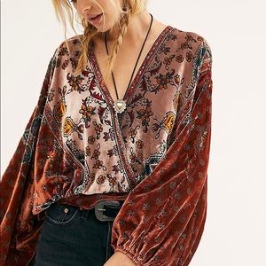 Free People Mata Hari Velvet Blouse